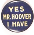 Yes, Mr. Hoover I Have