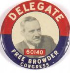 Rare Earl Browder Communist Pin