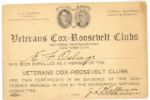 Cox-Roosevelt Club New York Card