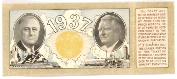 FDR-Garner 1937 Inaugural Ticket