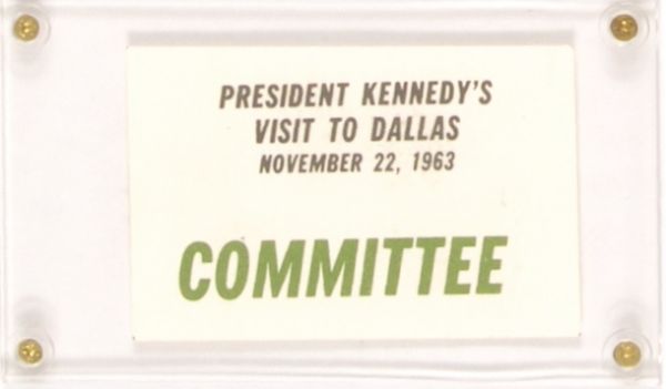 JFK Nov. 22, 1963 Committee Card