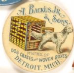 A . Backus Jr. Dog Crates Ad Pin