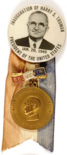 Truman Inaugural Pin, Medal, Ribbon