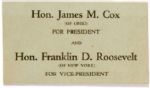 Cox-Roosevelt Campaign Card
