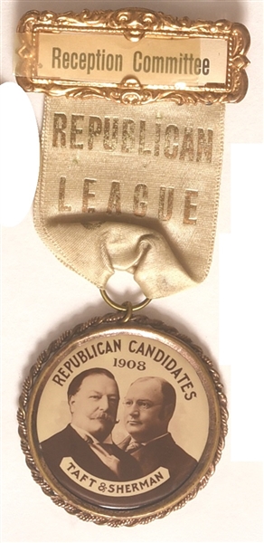 Taft and Sherman Republican League Reception Committee Pin and Ribbon