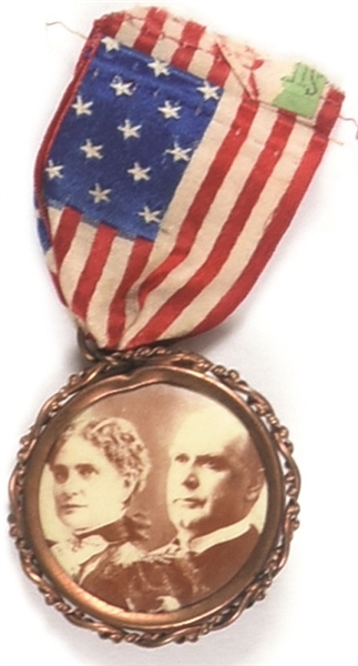 William and Ida McKinley Sepia Badge and Ribbon