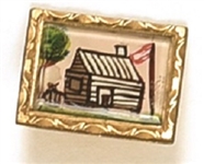 William Henry Harrison Painted Log Cabin and Hard Cider Pin