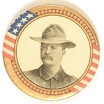 Theodore Roosevelt Large Rough Rider Pin, Gold Border