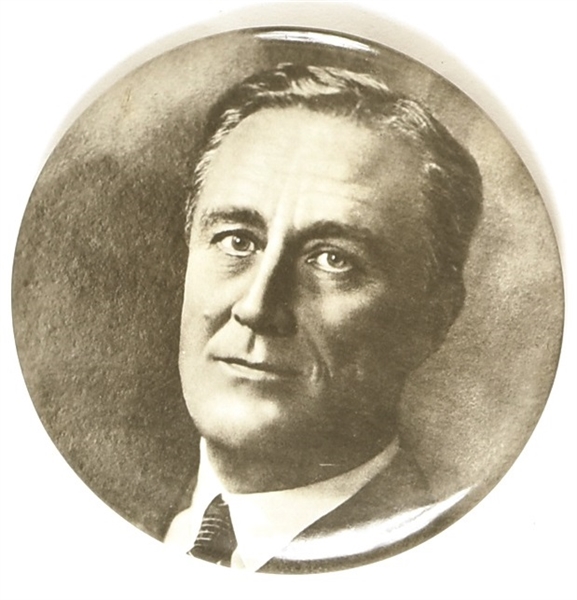 Franklin Roosevelt Rare 3 1/2 Inch Celluloid Portrait Pin
