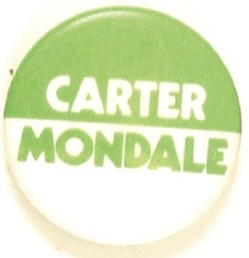 Carter, Mondale Green and White Celluloid