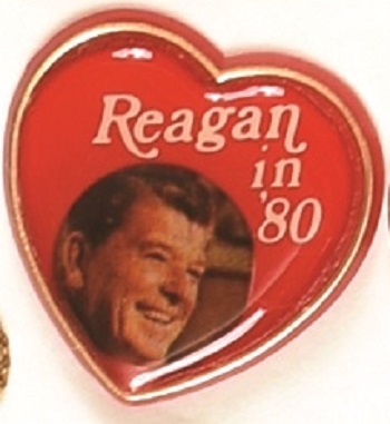 Reagan in 80 Heart Pin
