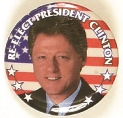Bill Clinton Re-Election 1 1/4 Inch Celluloid
