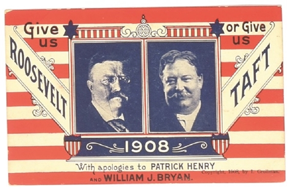 Roosevelt, Taft 1908 Postcard