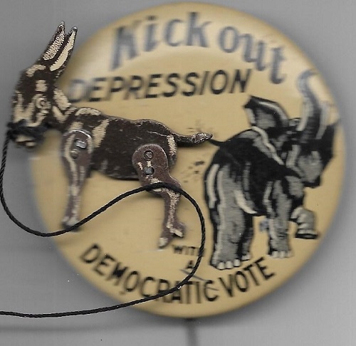Franklin Roosevelt Kick Out Depression Mechanical Pin