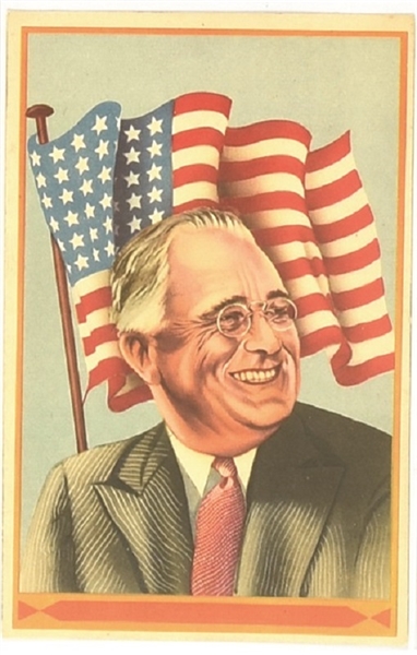 Franklin Roosevelt Flag Postcard