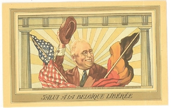 Roosevelt Salute to Belgium Freedom Postcard