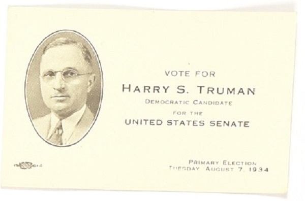 Vote for Truman Senate Election Card