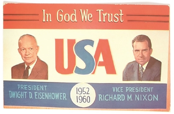 Eisenhower, Nixon In God We Trust Postcard
