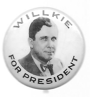 Willkie for President Celluloid Picture Pin 