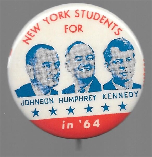 New York Students for LBJ, HHH, RFK Orange Version 