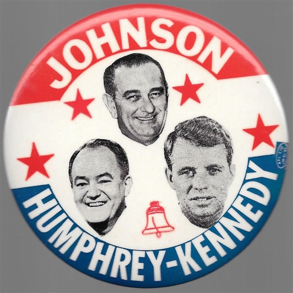 Johnson, Humphrey, Kennedy Liberty Bell Pin 