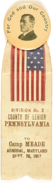 For God and Our Country Woodrow Wilson Pin and Lehigh, Pa., Ribbon