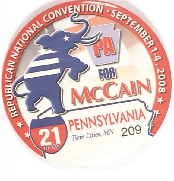 Pennsylvania for McCain Convention Pin