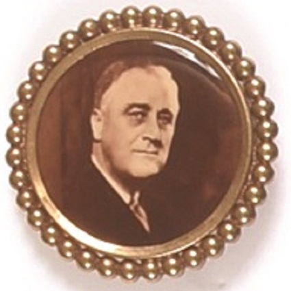Franklin Roosevelt Framed Sepia Celluloid