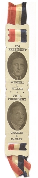 Willkie, McNary Aluminum Bookmark