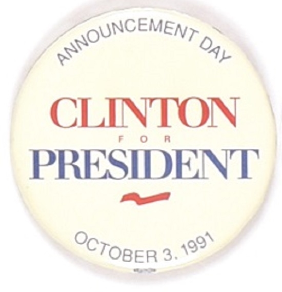 Bill Clinton Announcement Pin