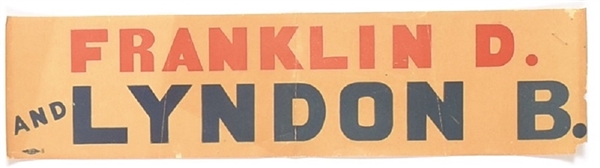Franklin D. and Lyndon B. Rare Coattail Sticker