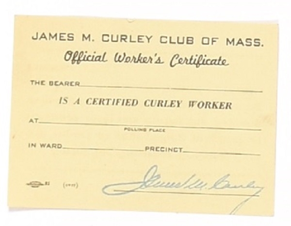 James M. Curley Club of Massachusetts Card