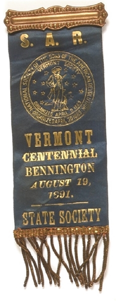 Vermont Centennial Sons of American Revolution Ribbon