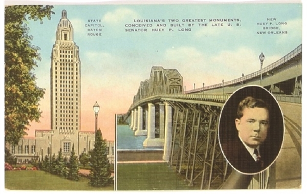 Huey Long Louisiana Statehouse Postcard
