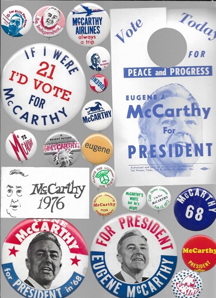 Eugene McCarthy Collection of 38 Campaign Items