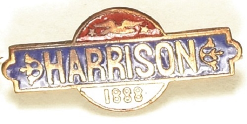Benjamin Harrison Enamel 1888  Pin, Blue Version