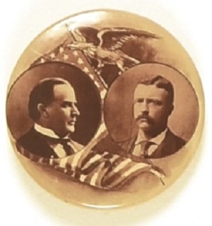 McKinley, Roosevelt Sepia Eagle and Flag Jugate