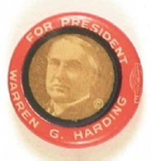 Harding 5/8 Inch Red Border Celluloid