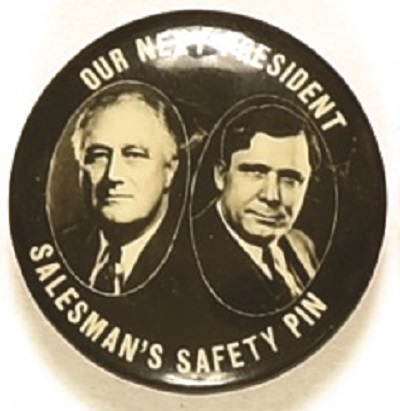 Roosevelt, Willkie Salesmans Safety Pin