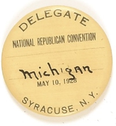 Hoover Syracuse, NY Convention Delegate Pin