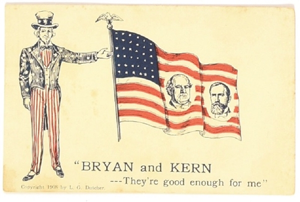 Bryan, Kern Uncle Sam Postcard