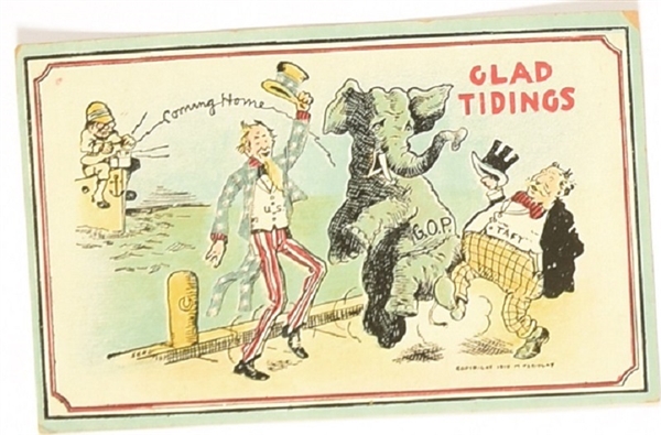 Roosevelt, Taft Glad Tidings Postcard