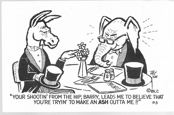 Johnson, Goldwater Cartoon Postcard