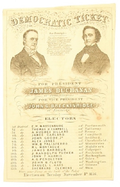 Buchanan, Breckinridge Virginia Ballot