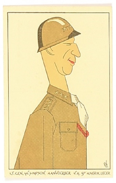 World War II Gen. Simpson Postcard