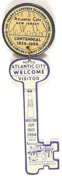 Atlantic City 1954 Centennial Pin and Key