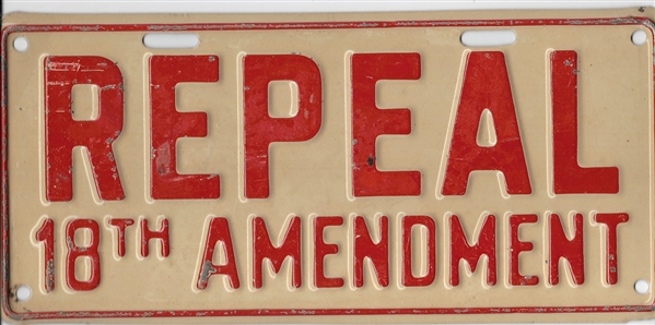Repeal 18th Amendment License Plate