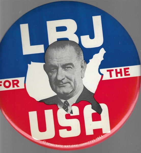 LBJ for the USA Giant 9 Inch Celluloid Pin