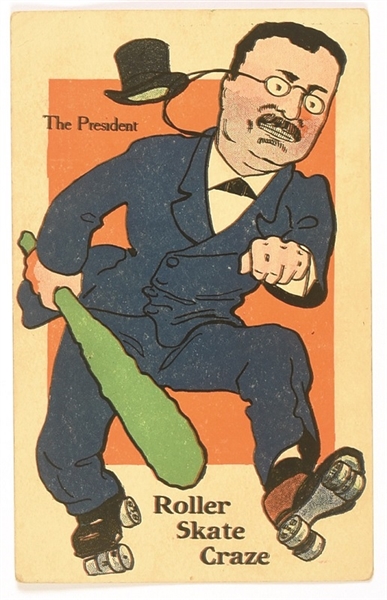 Theodore Roosevelt Roller Skate Craze Postcard