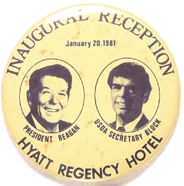 Reagan, USDA Secretary Block Reception Pin